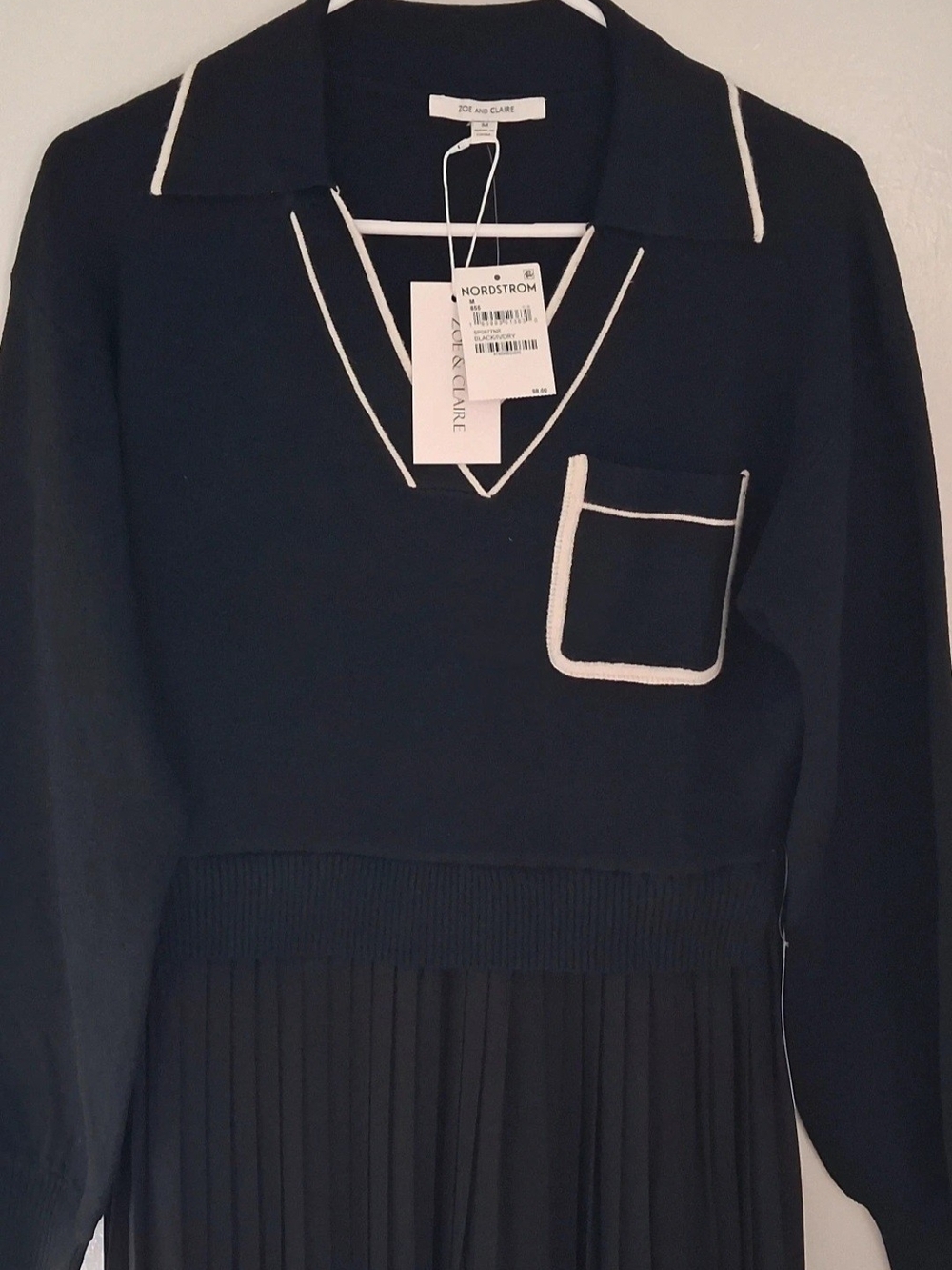 Zoe and Claire Black & Ivory Knit Sweater Dress – Size M (NWT)